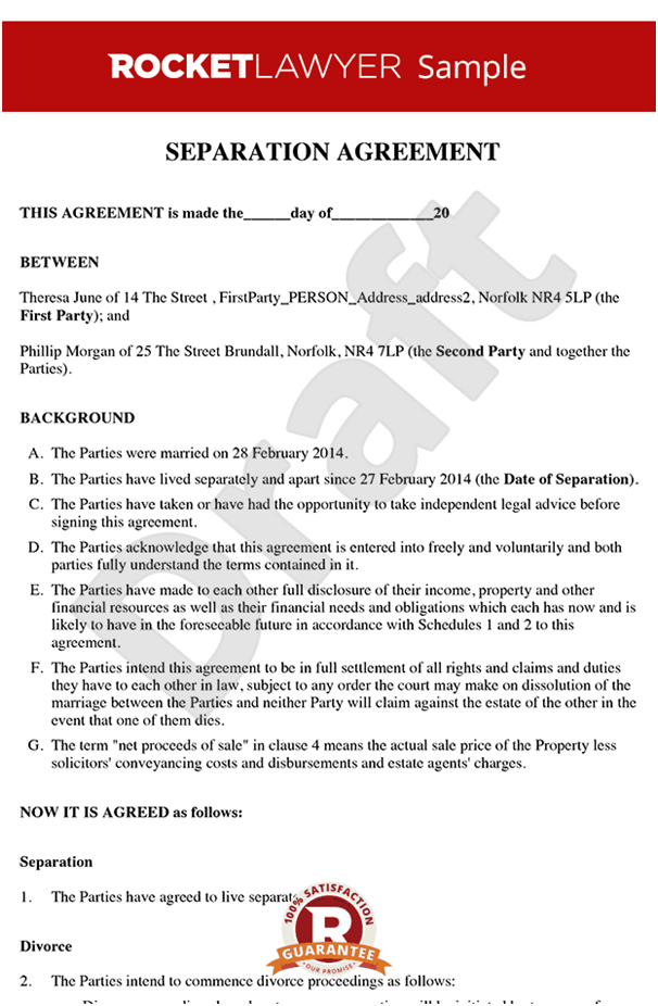 Create your free Separation agreement - LDS Single life